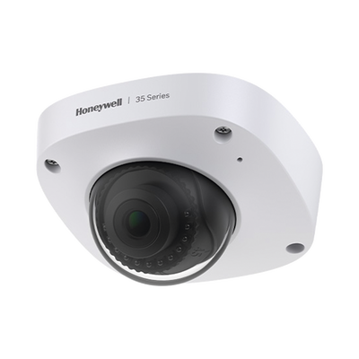 Mini Domo IP 5 Megapixel / Lente 2.8 mm / 30 mts IR / Ultra Baja Iluminación / NDAA / ONVIF /  IP67 / IK10 / IA (Filtro de Humanos y Vehiculos) / Merodeo / Conteo de Personas / PoE / Audio y Alarmas I/O / Serie 35 / Honeywell Security | HC35W25R3