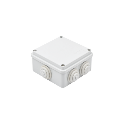 Caja Estanca de PVC Para Derivación y Conexión, 6 Entradas, Tapa Atornillada,100x100x50 mm (Área Interna), Uso Exterior IP55, Material que no Propaga el Fuego y Libre de Hálogenos | GW-44-004