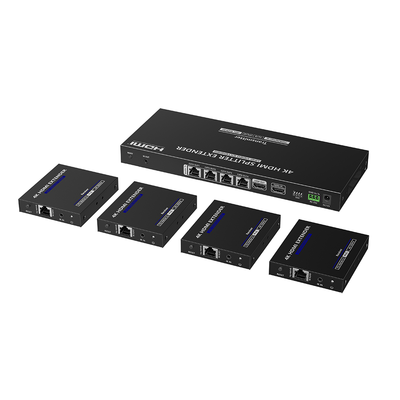 Kit Divisor y Extensor HDMI | 1x4 | Hasta 70 m |Resolución 4K @ 60 Hz |  Cat 6/6a/7 | IPCOLOR | CERO LATENCIA | Puerto S/PDIF | EDID | RS232 | Salida Loop / PoC | TT-824N