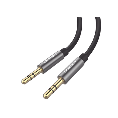 Cable Auxiliar 2 Metros / Conector 3.5mm a 3.5mm / Macho a Macho / Cubierta de TPE / Carcasa de Aluminio / Color Negro | 10735