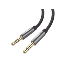 Cable Auxiliar 2 Metros / Conector 3.5mm a 3.5mm / Macho a Macho / Cubierta de TPE / Carcasa de Aluminio / Color Negro | 10735