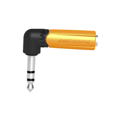 Conector Estéreo | 1/4in - 1/4in | Conector de angulo recto | Adaptador de Carcasa de Plastico | MP3-PM-R