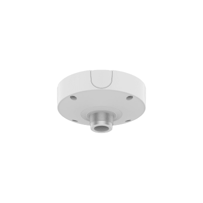 Base de Montaje para Techo SBP-180CMB / Aluminio / Color Blanco RAL9003 / Diámetro 180 mm / Peso 970 g / Tornillo TR30 / Orificio Conduit 19.1 mm / Compatible con Múltiples Modelos Hanwha | SBP-180CMB