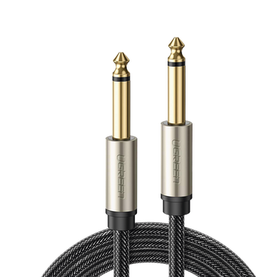 Cable de Audio Mono 6.35mm (1/4") Macho a 6.35mm (1/4") Macho / 10 Metros / Núcleo de Cobre / Blindaje Interno / Nylon Trenzado / Color Negro | 40815