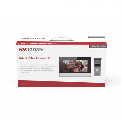 Kit de Videoportero Analógico de Metal / IP a 4 Hilos con Función de Llamada a App Hik-Connect / Monitor se Conecta a Internet por Cable o WiFi y por 4 Hilos al Frente de Calle  IP65 / Expandible a Mas Equipos | DS-KIS303-P