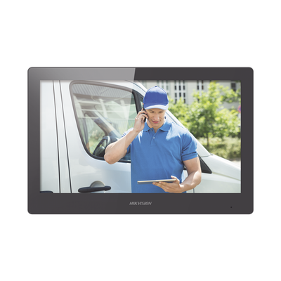 Monitor Touch Screen 10" para Videoportero IP / Estético / Video en Vivo / WiFi / Apertura Remota / llamada entre monitores / Audio de dos vías / Policarbonato | DS-KH8520-WTE1