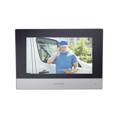 Monitor Hibrido IP WiFi Touch Screen 7" para DS-KIS303P / Vídeo en Vivo / PoE Estándar / Apertura Remota / Llamada Entre Monitores / Audio de dos vías / Policarbonato | DS-KH6320-WTDE1