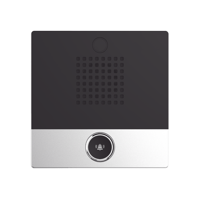 Mini Intercomunicador para hotelería y hospitales, con diseño elegante, PoE, 1 botón, 1 relevador integrado de salida y entrada. | I10S