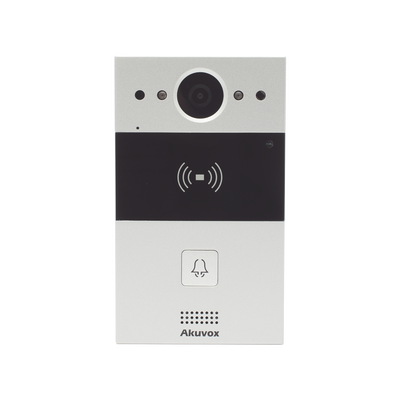 Videoportero de 1 Botón / Lector de Tarjetas MIFARE y PROX EM / Notificación a APP / 100% en la Nube / Notificación por Llamada Telefónica / SIP / ONVIF / IP65 / Cámara 2MP / Panel de Aluminio / Control de 2 Puertas | R20A