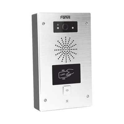 Video portero IP, 2 líneas SIP, 2 relevadores, lector de tarjeta RFID, Compatible con NVR Hikvision por Onvif, con botón para llamada, anti-vandálico, PoE, IP65 e IK10, PoE | I32V