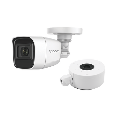 KIT DE CÁMARA + MONTAJE / Cámara Bala TURBOHD 2 Megapixel (1080p) / Gran Angular 106° / Lente 2.8 mm / 25 mts IR EXIR / Exterior IP66 / 4 Tecnologías / dWDR | B8TURBOG2P/A/XPS