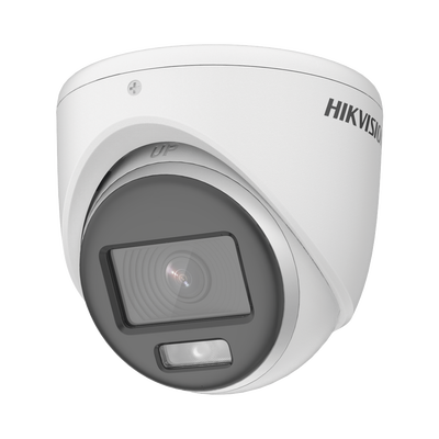 [Dual Light + ColorVu] Turret TURBOHD 2 Megapixel (1080p) / Lente 2.8 mm / 20 mts IR + 20 mts Luz Blanca / Gran Angular 105° / Exterior IP67 / Micrófono Integrado / dWDR / 4 Tecnologías / Metal | DS-2CE70DF0T-LMFS