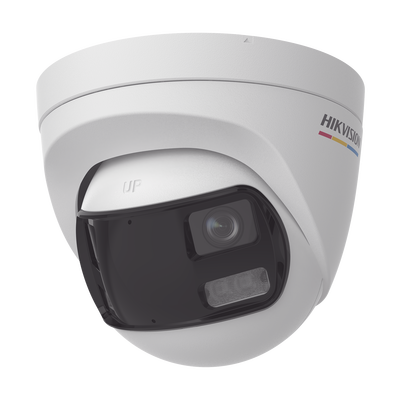 [ColorVu + Panoramica + Dual Light] Turret TURBOHD 3K (5 Megapixel) / Micrófono Integrado / Visión 180° / Imagen a Color 24/7 / 40 mts Luz Blanca + 40 mts IR / Exterior IP67 / WDR | DS-2CE72KF3TP-DLS