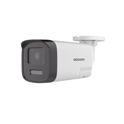 [Audio Bidireccional + Dual Light + ColorVu] Bala TURBOHD 4K (8 Megapixel) / Lente 2.8 mm / 40 mts IR EXIR + 40 mts Luz Blanca / Micrófono y Bocina Integrado / Exterior IP67 / Metal / dWDR | B4K-TURBO-EX4