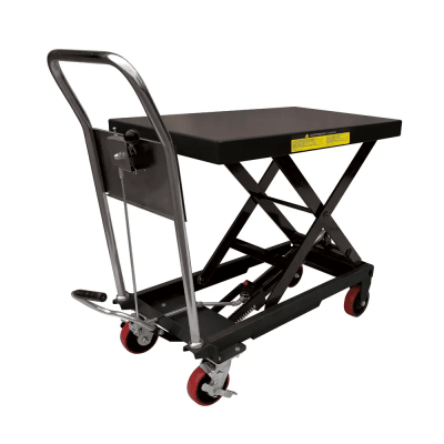 Mesa Elevadora Hidráulica / Capacidad 300 kg a 1 t / Ruedas de Poliuretano / Sistema Hidráulico con Freno / Soporte de Tijera / Ideal para Cargas Medias y Pesadas | SYS-MEL-10