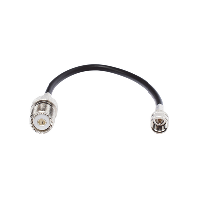 Jumper Adaptador de Conector Mini UHF Macho a UHF Hembra (SO-239), Níquel/ Oro y Plata/ Delrin. | SKN-9557