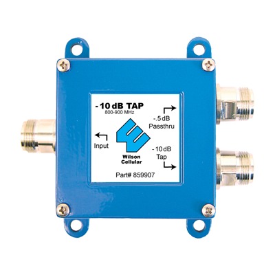 Separador TAP -10 dB con rango de frecuencia de 700 a 2500 MHz. Ideal para separar la antenas a diferentes longitudes de cable coaxial. 50 Ohm con conectores N Hembra. | 859-907