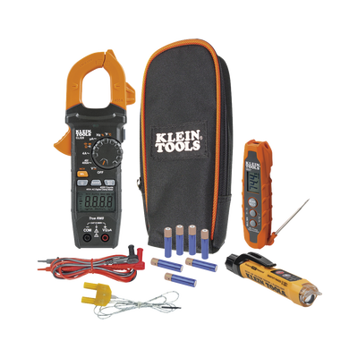 Kit de Prueba Eléctrica HVAC para Aire Acondicionado, Calefacción, Minisplits, etc. Medición de Voltaje CA/CC, Resistencia, Frecuencia, Capacitancia, Diodos, Temperatura, Ciclo, Micro Amperios CC. | CL320KIT