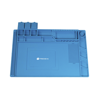 Tapete de silicona de 45 x 30 cm, resistente al calor con áreas magnéticas y de almacenamiento de componentes, ideal para la reparación de equipos y tarjetas electrónicas. | PST-S03-001