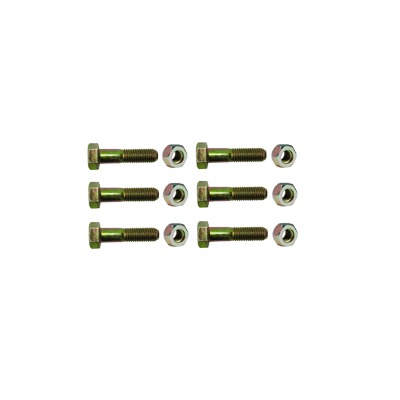Paquete de 6 Tornillos Grado 5 con Tuercas Tropicalizadas de 3/8" x 2". | TORN-TZ35/45