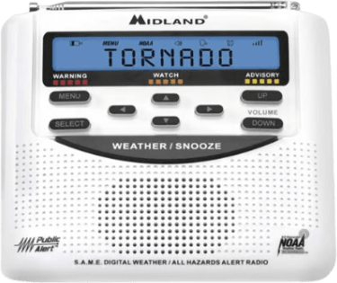 Radio de Alerta Meteorológica WR120, 7 Canales NOAA / Environment Canada, Alerta Sirena 90 dB, Tecnología S.A.M.E., Respaldo de Batería, Certificado Public Alert, Reloj Alarma | WR120DSP