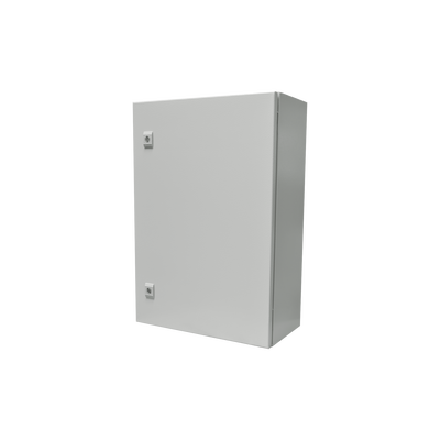 Gabinete de Acero IP66 Uso en Intemperie (500 x 700 x 250 mm) con Placa Trasera Interior Metálica y Compuerta Inferior Atornillable (Incluye Chapa y Llave T). | PST-5070-25A