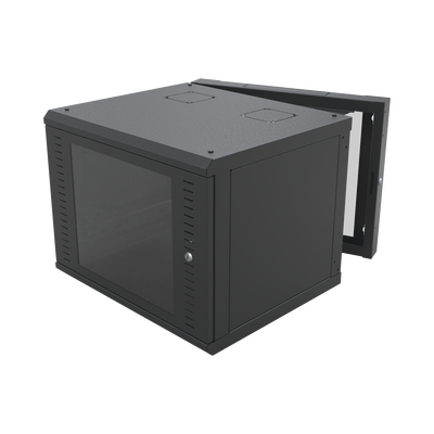 Gabinete Abatible de Pared (Con Marco Trasero) con Rack 19" de 12 Unidades. Ventana de Cristal Templado. | SR-1912-GAP-V4