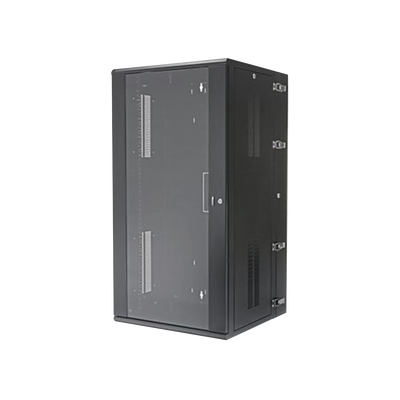 Gabinete PanZone de Montaje en Pared, de 19in, Puerta con Ventana de Seguridad, 26 UR, 635mm de Profundidad, Color Negro | PZWMC26W