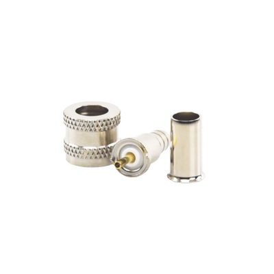 Conector Mini UHF Macho, 50 Ohm, de Anillo Plegable para Cables RG-58/U, RG-142/U, Niquel/Oro/Delrin. | RFU-600-1