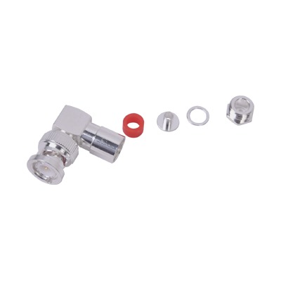 Conector BNC Macho en Ángulo Recto de Rosca para LP-195, LP-142, LMR-195, RG-58/U, RG-142/U, Plata/Oro/Teflón. | RFB-1110-C-04