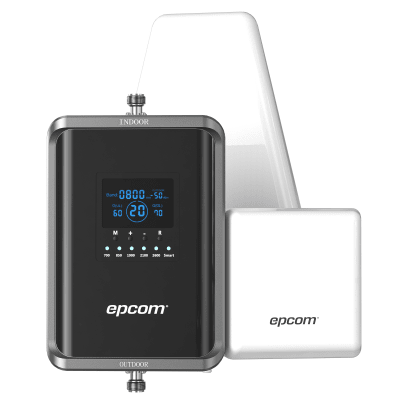 Kit Amplificador de Señal Celular 2G, 3G, 4G y 5G / Mejora llamadas convencionales y VoLTE / Amplifica señal de TELCEL, AT&T, MOVISTAR, BAIT,DiRi y más / Cubre hasta 300 m² con una antena y hasta 600 m² con 2 antenas. | EP-5G-PBS-V2