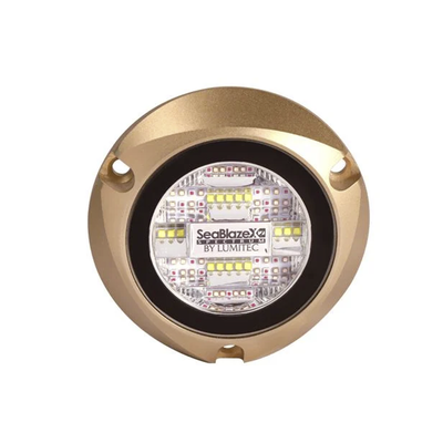 Luz led marina sumergible SeaBlaze X2, emite luz de color blanco y azul de 6000 lúmenes, fabricada en bronce naval con grado de protección IP68. | 101516