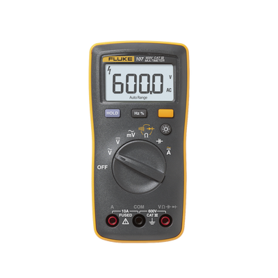 Multímetro Digital de Tamaño Compacto, Para Medición de Corriente y Tensión, Uso con Voltaje Máximo de 600 V, Pantalla LED Retroiluminada | FLUKE-107ESP