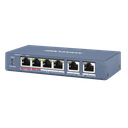 Switch PoE+ / No Administrable / 3 Puertos 10/100 Mbps 802.3 af/at (30 W) + 1 Puerto 10/100 Mbps Hi-PoE (60 W) / 2 Puertos 10/100 Mbps Uplink / Modo Extendido hasta 300 Metros / 60 W | DS-3E0106HP-E