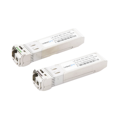 Transceptores Ópticos Bidireccionales SFP+ (Mini-Gbic) / Monomodo 1270 & 1330 nm / 10 Gbps / 10GBASE-BX / Conector LC/UPC Simplex / DDM / Hasta 10 km / 2 Piezas | LP-SFP-BD-10G-10