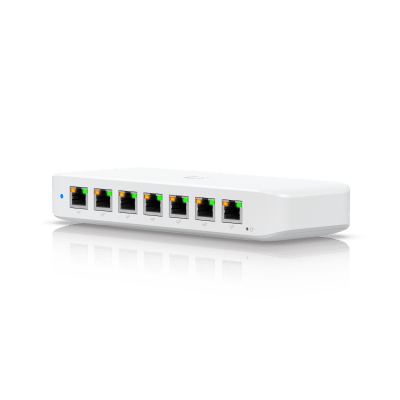 USW Ultra Switch de 8 Puertos GbE (7 Puertos PoE+ y 1 Puerto Entrada PoE++) con Opciones de Montaje Versátiles | USW-ULTRA