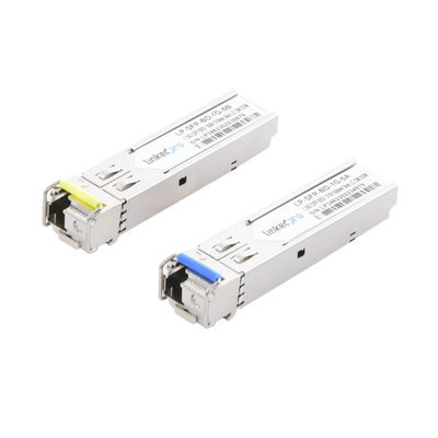 Transceptores Ópticos Bidireccionales SFP (Mini-Gbic) / Monomodo 1310 & 1550 nm / 1.25 Gbps / 1000BASE-BX / Conector LC/UPC Simplex / DDM / Hasta 5 km / 2 Piezas | LP-SFP-BD-1G-5