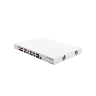 CRS328-24P-4S+RM - 24 port Gigabit Ethernet router/switch with four 10Gbps SFP+ | CRS328-24P-4S+RM