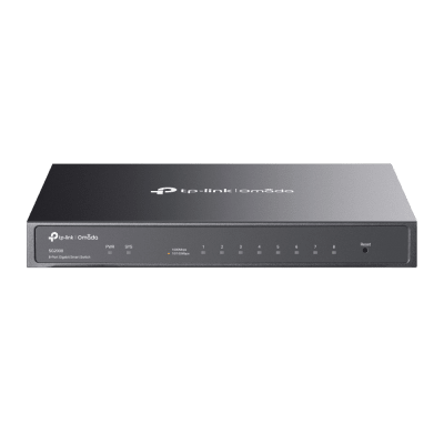 Switch Administrado Gigabit 8 Puertos / Omada SDN / 16 Gbps Capacidad Switching / Gestión Cloud y Local / VLAN / QoS / ACL / Sin Ventiladores / Montaje Pared-Escritorio | TL-SG2008