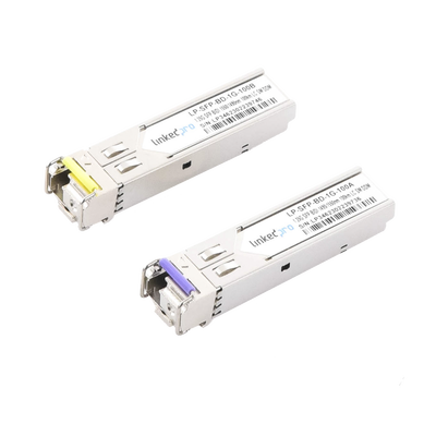 Transceptores Ópticos Bidireccionales SFP (Mini-Gbic) / Monomodo 1490 & 1550 nm / 1.25 Gbps / 1000BASE-BX / Conector LC/UPC Simplex / DDM / Hasta 100 km / 2 Piezas | LP-SFP-BD-1G-100