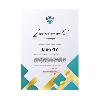 Paquete Licencia 1 año  (5 en 1), para Funciones Avanzadas Firewall modelo Z3200 series | RG-WALL1600-Z3200-S-LIS-E-1Y