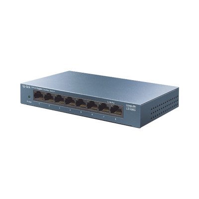 Switch de escritorio Gigabit de 8 puertos 10/100/1000Mbps, carcasa metálica | LS108G