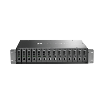 Chasis para Montaje en Rack de 14 bahías / Soporta Convertidores de Fibra Óptica TP-Link /  Compatibles (MC111CS, MC112CS, MC220L, MC110CS, MC100CM, MC210CS, MC200CM) / Plug and Play | TL-MC1400