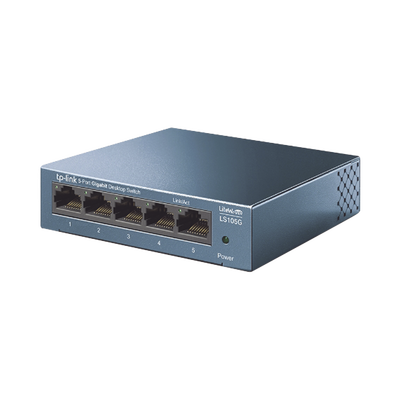 Switch de escritorio Gigabit de 5 puertos 10/100/1000Mbps, carcasa metálica | LS105G