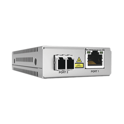 Convertidor de medios Gigabit Ethernet a fibra óptica, conector LC, multimodo (MMF), distancia de 220 hasta 500 m, con fuente de alimentación multi-región | AT-MMC2000/LC-960