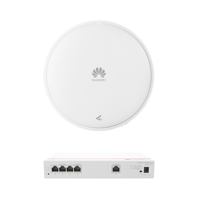 Kit de Router Multi-Servicio / 1 puerto 10/100/1000 Mbps(WAN) / 4 puertos 10/100/1000 Mbps(LAN) PoE / 50W + Punto de Acceso Wi-Fi 7 / 3.57 Gbps / MU-MIMO 2x2 (2.4GH y 5GHz) / Smart Antenna más cobertura / Instalación en techo y pared | KIT380AP371