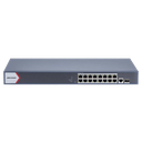 Switch Gigabit PoE+ / Monitoreable / 16 Puertos 1000 Mbps PoE+ / 1 Puerto 1000 Mbps de Uplink / 1 Puerto SFP /  Configuración Nube desde Hik-PartnerPro / Modo Extendido hasta 300 Metros / 130 Watts | DS-3E1518P-EI/M