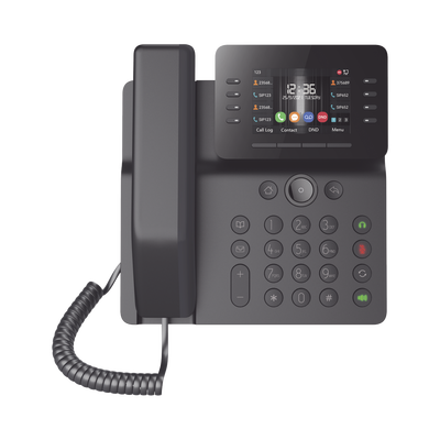 Teléfono IP Empresarial Esencial WiFi / Bluetooth, 12 líneas SIP, pantalla a color 3.5", PoE, puertos Gigabit, conferencia local de 6 vías. | V64