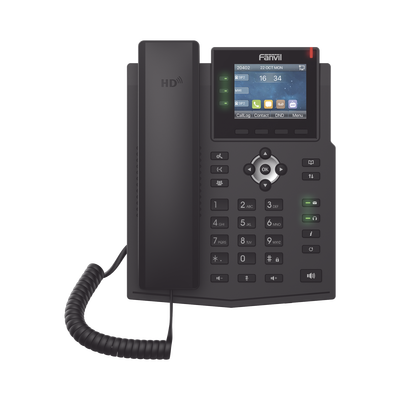 Teléfono IP Empresarial con Estándares Europeos, 6 lineas SIP con pantalla LCD a color, puertos Gigabit, IPv6, Opus y conferencia de 3 vías, PoE/DC | X3U
