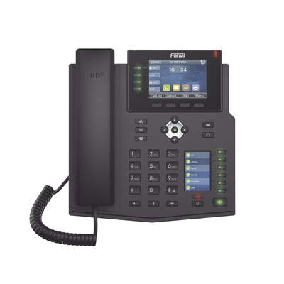 Teléfono IP Empresarial con Estándares Europeos, 16 líneas SIP con pantalla LCD a color 3.5", 30 teclas DSS/BLF, puertos Gigabit, IPv6, Opus y conferencia de 3 vías, PoE/DC | X5U